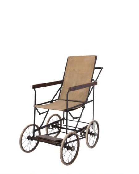 Period fabric metal wheelchair
